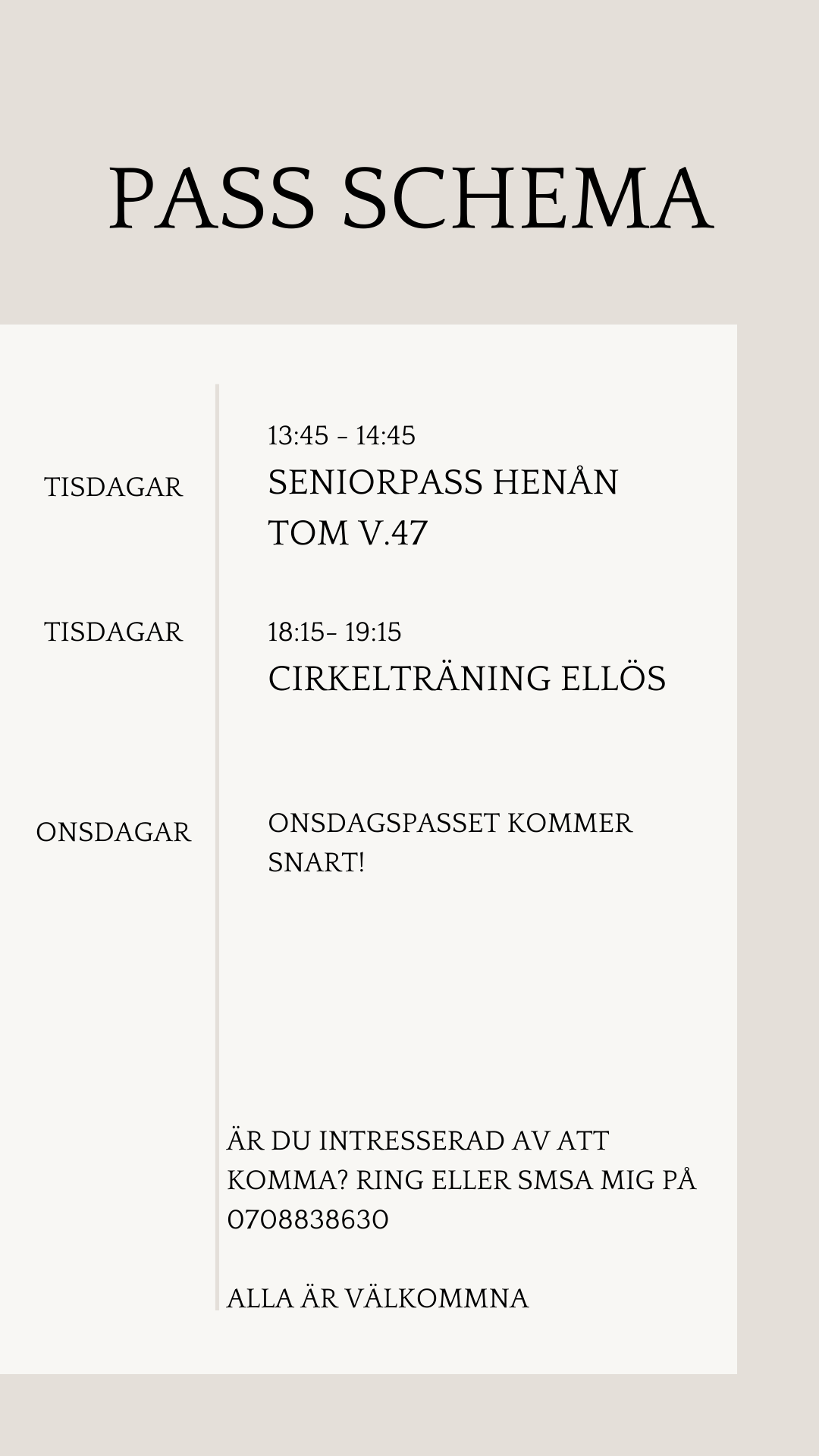 White Sand Minimalist Weekly Schedule Instagram Story